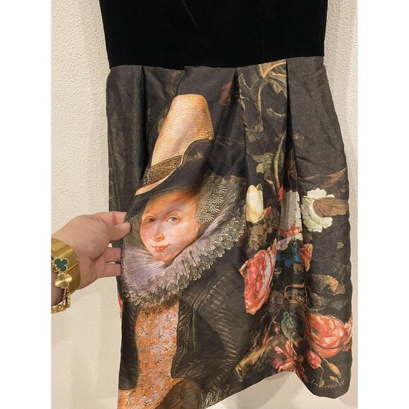 Juliette et Justine Dress Womens 1 Black Velvet Bodice Print Baroque Lolita - Picture 4 of 5